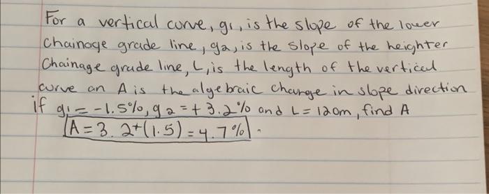 For A Vertical Corve Go Is The Slope Of The Lower Chainage Grade Line Ga Is The Slope Of The Heighter Chainage Grade 1