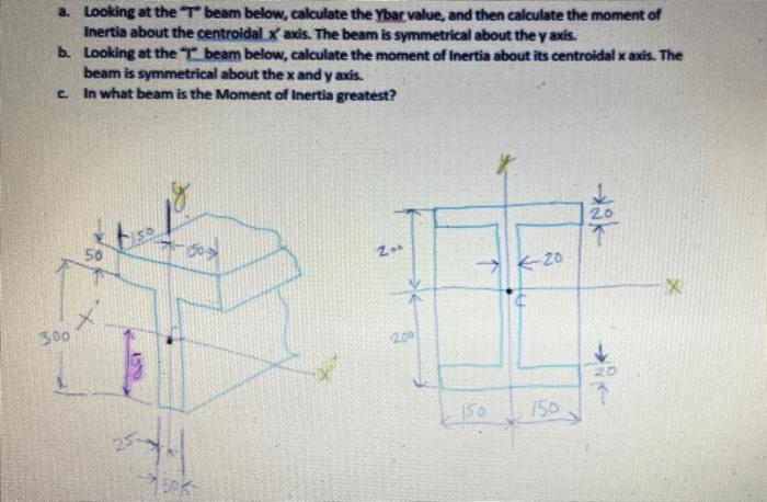A Looking At The T Beam Below Calculate The Ybar Value And Then Calculate The Moment Of Inertia About The Centroidal 1