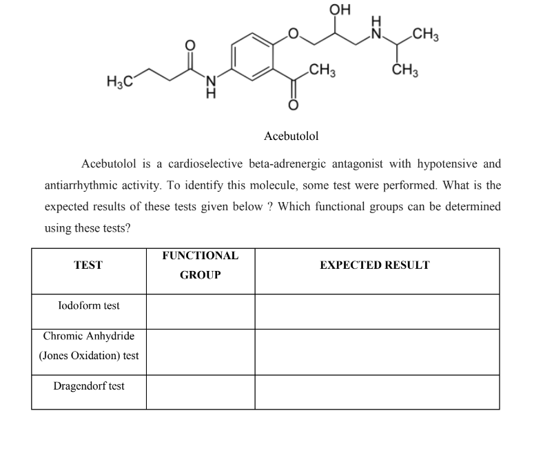 Oh Iz Ch3 Ch3 Ch3 H3c Iz Acebutolol Acebutolol Is A Cardioselective Beta Adrenergic Antagonist With Hypotensive And Anti 1