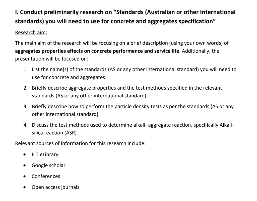 I Conduct Preliminarily Research On Standards Australian Or Other International Standards You Will Need To Use For C 1