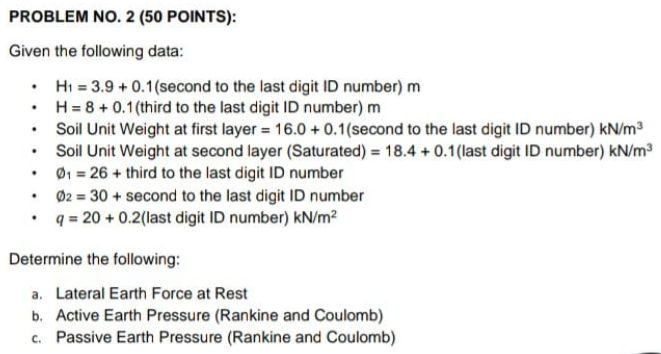 Problem No 2 50 Points Given The Following Data H1 3 9 0 1 Second To The Last Digit Id Number M H 8 0 1 1