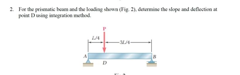 2 For The Prismatic Beam And The Loading Shown Fig 2 Determine The Slope And Deflection At Point D Using Integratio 1