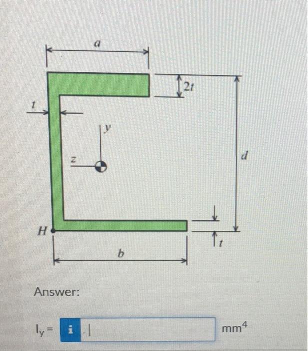 For The Shape Below Assume The Following Dimensions A 150 Mm B 200 Mm D 264 Mm T 17 Mm The Centroid Of This Shape 2