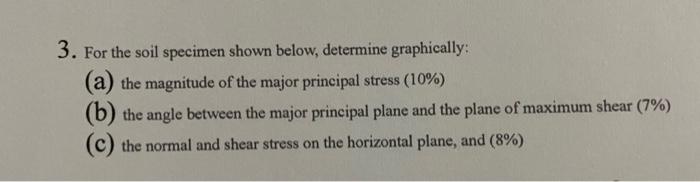 3 For The Soil Specimen Shown Below Determine Graphically A The Magnitude Of The Major Principal Stress 10 B T 1