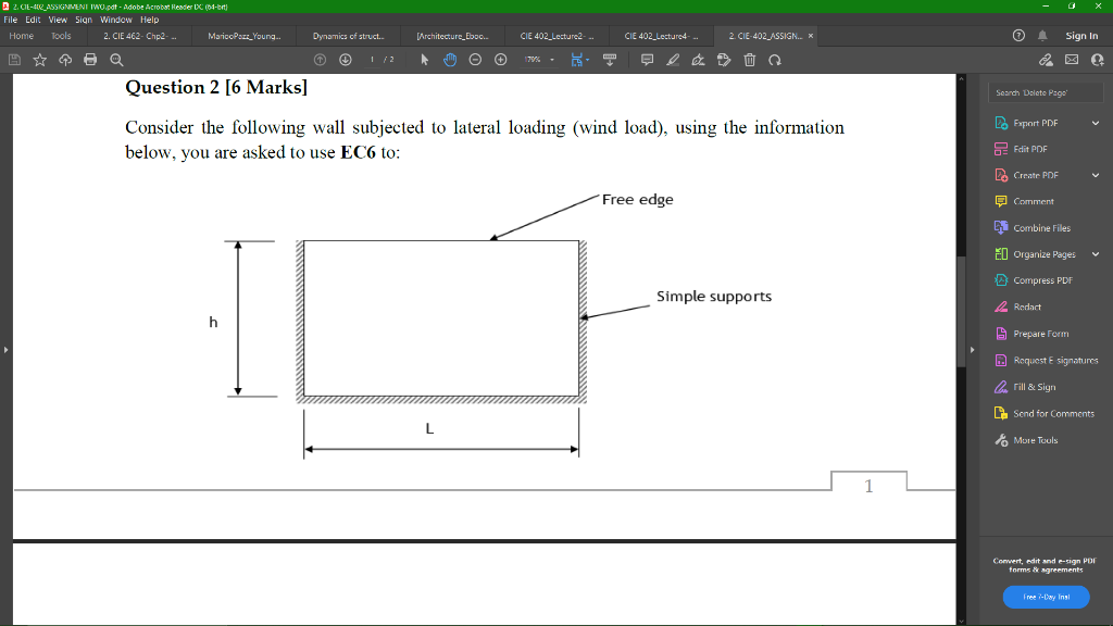 2 Cil 412 Assignmeni Iwo Pdt Adobe Acrobat Reader Dc 64 Bit File Edit View Sign Window Help Home Tools 2 Cie 462 1