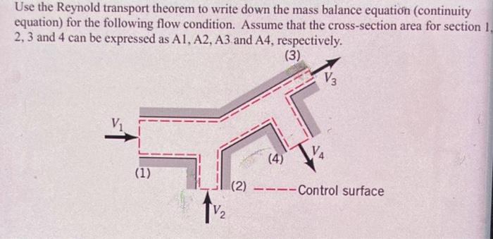 Use The Reynold Transport Theorem To Write Down The Mass Balance Equation Continuity Equation For The Following Flow C 1