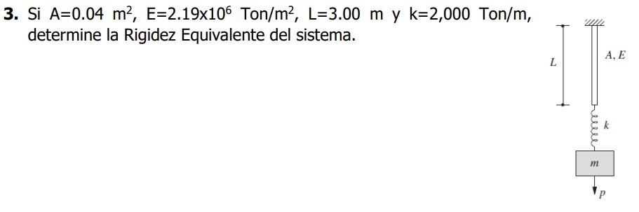 3 Si A 0 04 M2 E 2 19x106 Ton M2 L 3 00 M Y K 2 000 Ton M Determine La Rigidez Equivalente Del Sistema A E L H 5 M 1