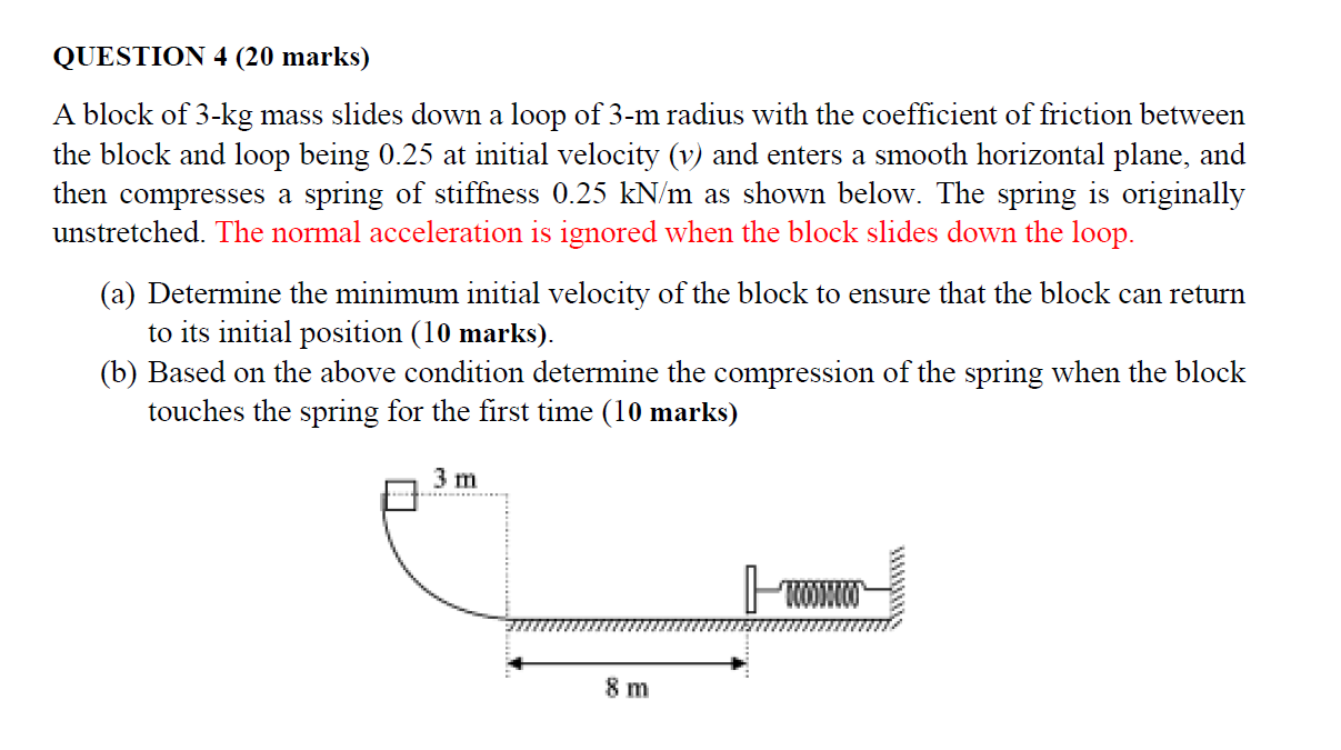 A Block Of 3 Kg Mass Slides Down A Loop Of 3 M Radius With The Coefficient Of Friction Between The Block And Loop Being 1