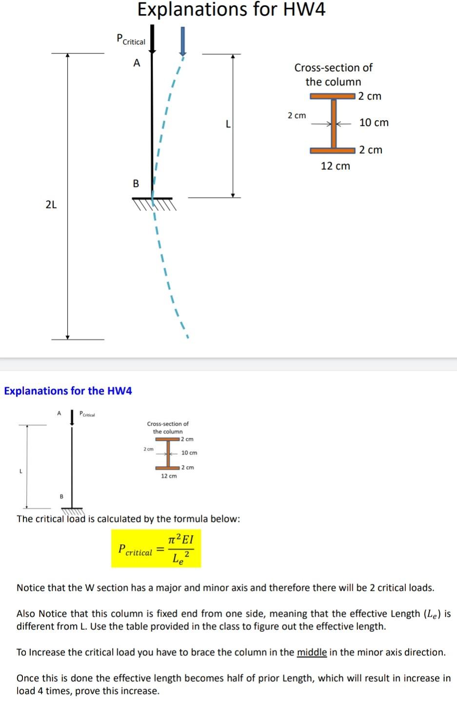 Arch206 Homework 4 For The Column And Loading Condition Shown Below Calculate The Buckling Load For Both Directions X 2