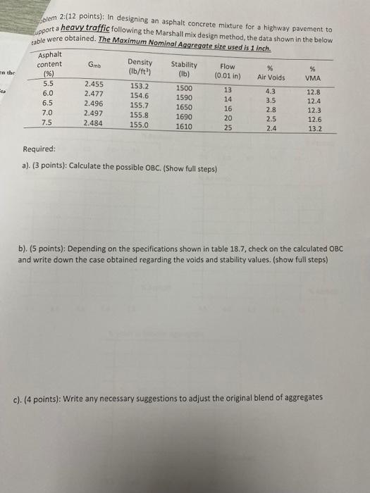 En The Obvem 2 12 Points In Designing An Asphalt Concrete Mixture For A Highway Pavement To Support A Heavy Traffic F 1