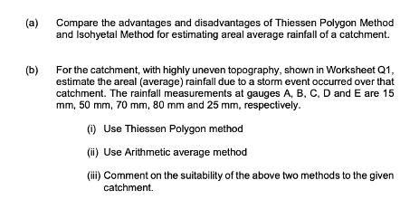 A Compare The Advantages And Disadvantages Of Thiessen Polygon Method And Isohyetal Method For Estimating Areal Averag 1