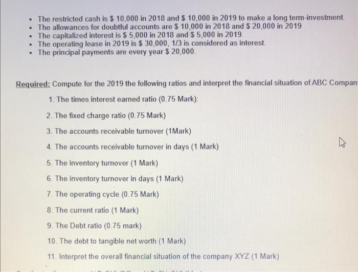 Comparative Data For Abc Company For The Two Year Period 2018 2019 Are Presented Below Income Statement Data 2018 2019 3