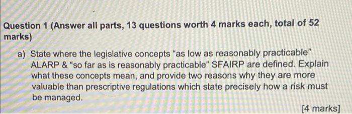 Question 1 Answer All Parts 13 Questions Worth 4 Marks Each Total Of 52 Marks A State Where The Legislative Concept 1