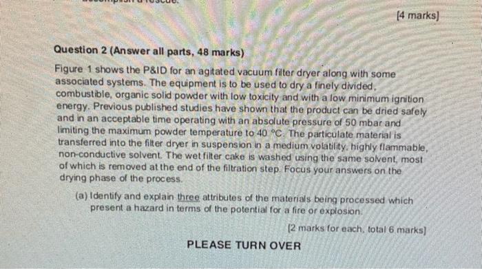 4 Marks Question 2 Answer All Parts 48 Marks Figure 1 Shows The P Id For An Agitated Vacuum Filter Dryer Along With 1