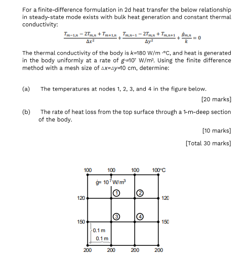 2t For A Finite Difference Formulation In 2d Heat Transfer The Below Relationship In Steady State Mode Exists With Bul 1