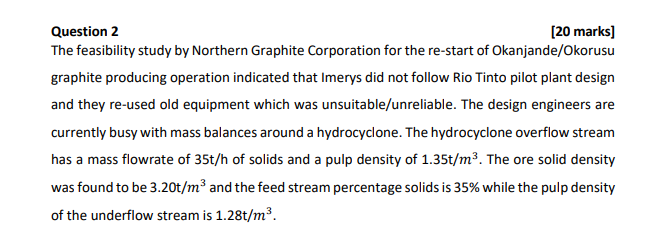 Question 2 20 Marks The Feasibility Study By Northern Graphite Corporation For The Re Start Of Okanjande Okorusu Graph 1