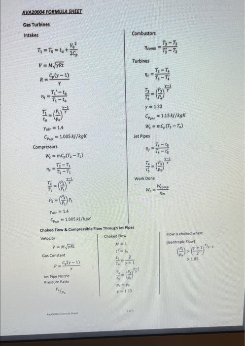 Question 2 2 Marks A Turbojet Single Spool Axial Compressor Has A Pressure Ratio Of 6 0 Determine The Total Temperatu 3