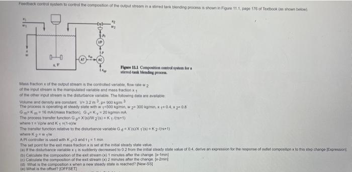 Fotock Control System To Control The Composition Of The Output Stroom In A Stated Tank Blanding Process Is Son In Figure 1