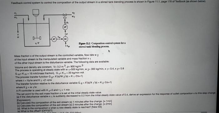 Feedback Control System To Control The Composition Of The Output Stream In A Stirred Tank Blending Process Is Shown In F 1