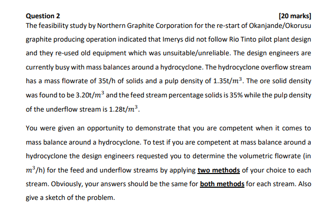 Question 2 20 Marks The Feasibility Study By Northern Graphite Corporation For The Re Start Of Okanjande Okorusu Graph 1