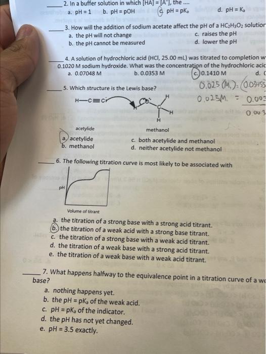 2 In A Buffer Solution In Which Ha 1a The A Ph 1 B Ph Poh Ph Pk D Ph Kg 3 How Will The Addition 1