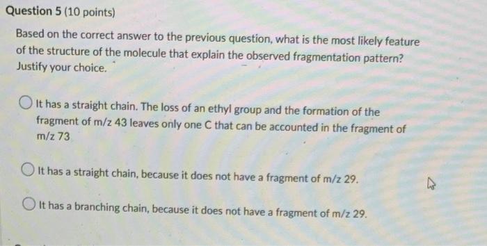 Question 4 10 Points 1 How Do You Explain That The Ms Spectrum Does Not Show A Fragment Of M Z 29 Even Though The Los 2