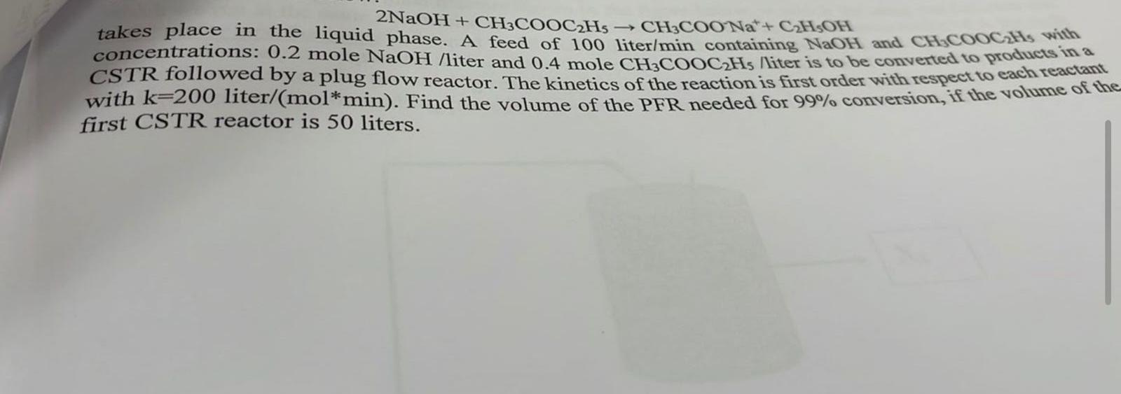 2naoh Ch3cooc2hs Ch3coona C H Oh Concentrations 0 2 Mole Naoh Liter Tened 0 4 Modeliter Cono Contes Hiter Is To B 1