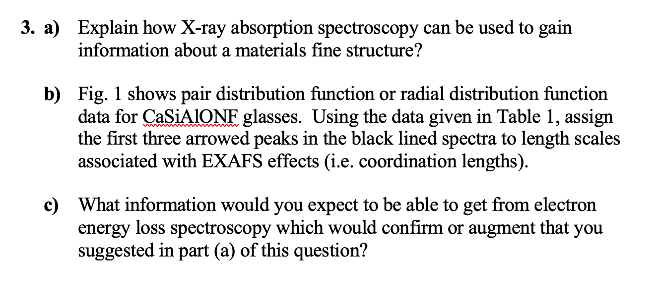 3 A Explain How X Ray Absorption Spectroscopy Can Be Used To Gain Information About A Materials Fine Structure A B F 1