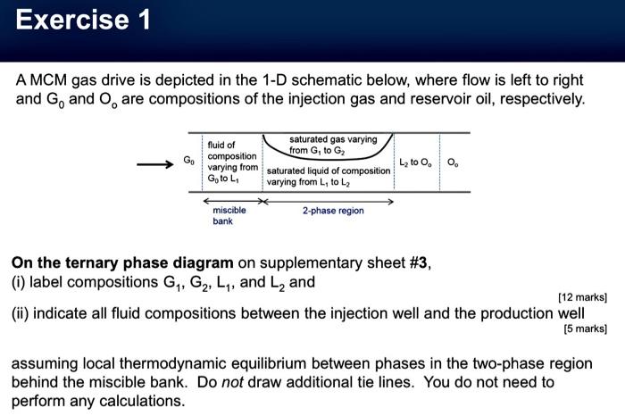 Exercise 1 A Mcm Gas Drive Is Depicted In The 1 D Schematic Below Where Flow Is Left To Right And G And O Are Composi 1