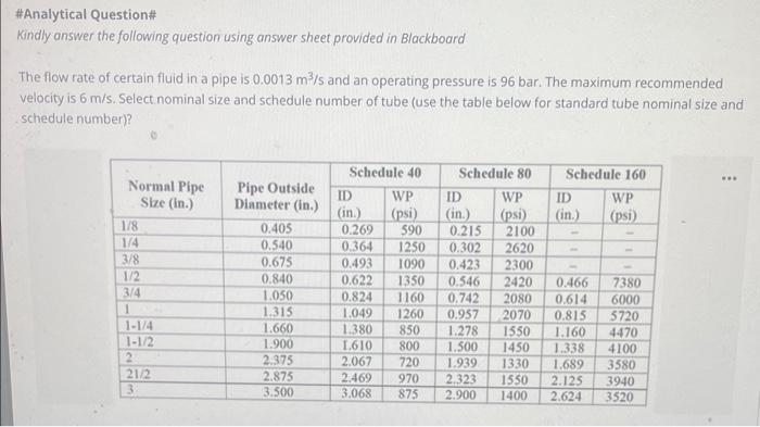 Analytical Question Kindly Answer The Following Question Using Answer Sheet Provided In Blackboard The Flow Rate Of Ce 1