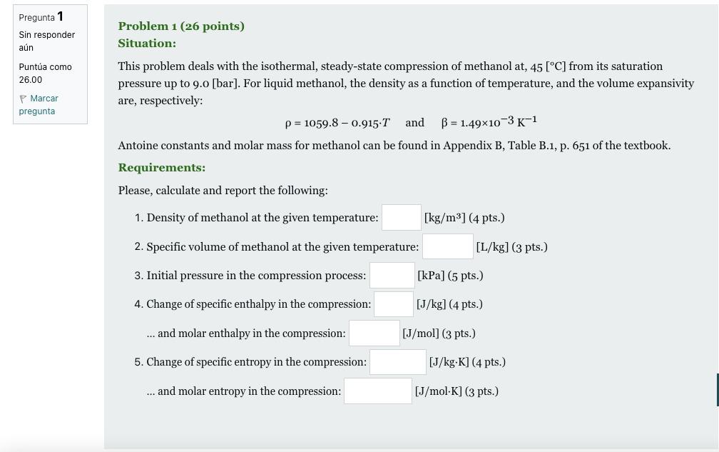Pregunta 1 Sin Responder Aun Problem 1 26 Points Situation Puntua Como 26 00 P Marcar Pregunta This Problem Deals Wit 1