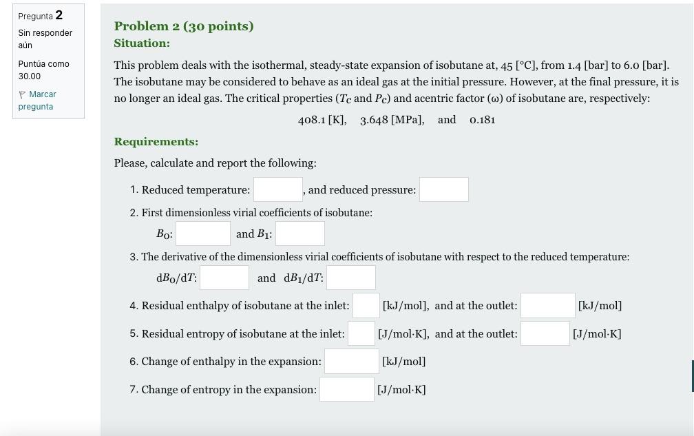 Pregunta 2 Sin Responder Aun Problem 2 30 Points Situation Puntua Como 30 00 P Marcar Pregunta This Problem Deals Wit 1