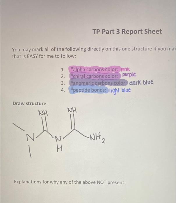 Tp Part 3 Report Sheet You May Mark All Of The Following Directly On This One Structure If You Mal That Is Easy For Me T 1