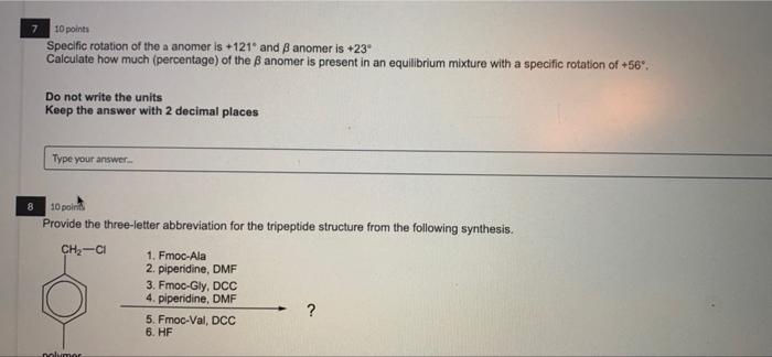 10 Specific Rotation Of The Anomeris 12 And Aromer Is 23 Calculate How Much Percentage Of The Anomer La Present In An E 6
