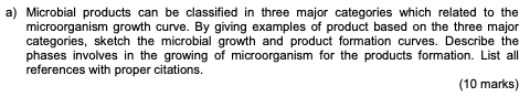 Che505 Reaction Engineering Ii A Microbial Products Can Be Classified In Three Major Categories Which Related To The 2