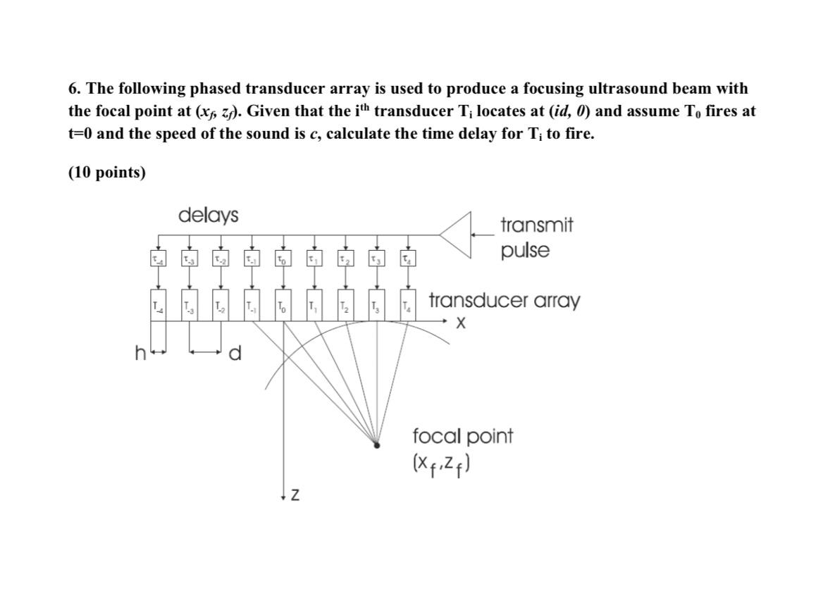 6 The Following Phased Transducer Array Is Used To Produce A Focusing Ultrasound Beam With The Focal Point At X 71 1