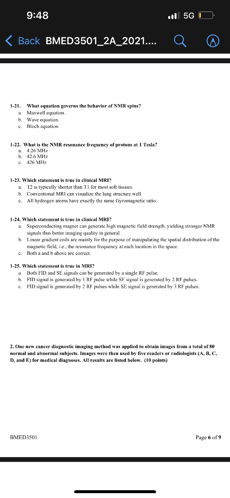 9 48 11 5g I Back Bmed3501 2a 2021 1 21 What Equation Governs The Behavior Of Nmr Spins Maxwell Equation B Wave E 1