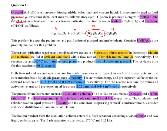 M Question 1 Glycerol Ch Os Is A Non Toxic Biodegradable Colourless And Viscous Liquid It Is Commonly Used As Foo 1
