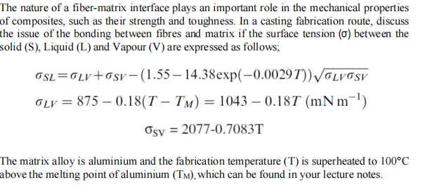 The Nature Of A Fiber Matrix Interface Plays An Important Role In The Mechanical Properties Of Composites Such As Their 1