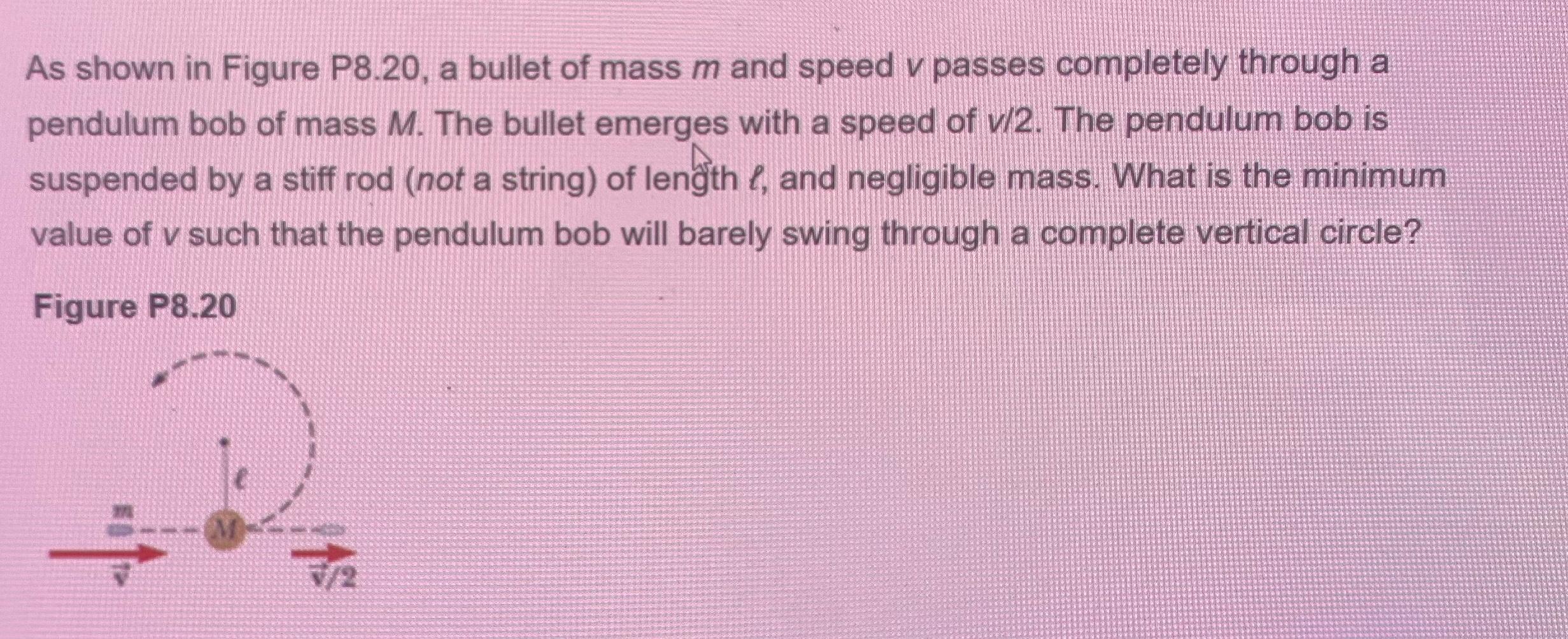 Instead Of A Bullet Flying At Speed V Passing Through The Pendulum S Pendulum The Pendulum And The Bullet Move Togethe 1
