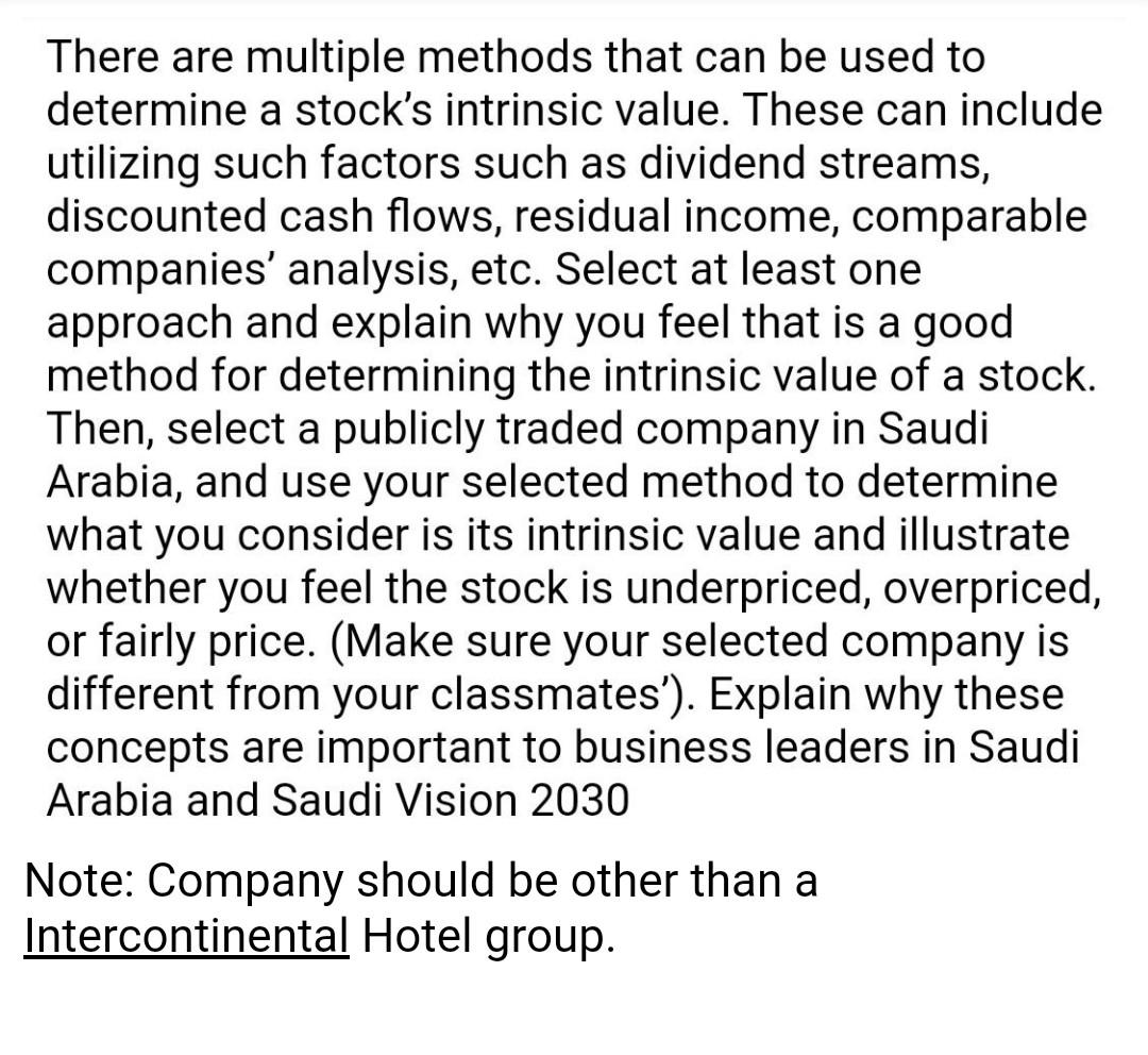 There Are Multiple Methods That Can Be Used To Determine A Stock S Intrinsic Value These Can Include Utilizing Such Fac 1