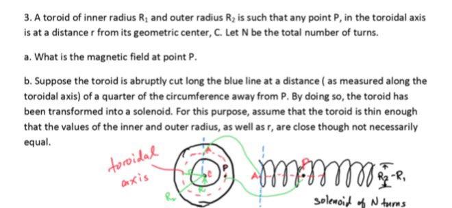 3 A Toroid Of Inner Radius R And Outer Radius Ry Is Such That Any Point P In The Toroidal Axis Is At A Distancer From 1