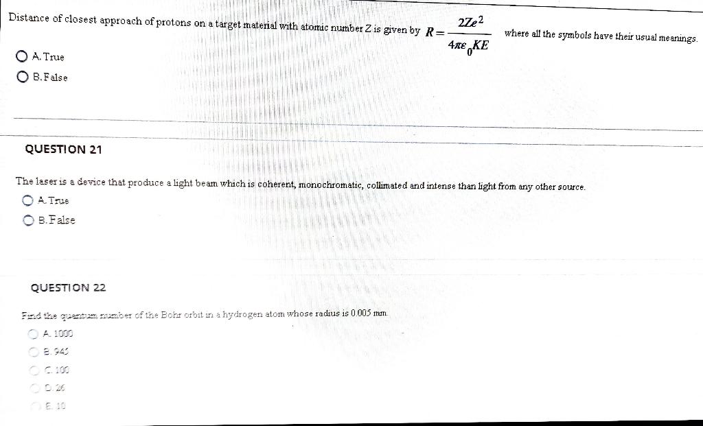 Distance Of Closest Approach Of Protons On A Target Material With Atomic Number 2 Is Given By R 27e2 Where All The Symb 1
