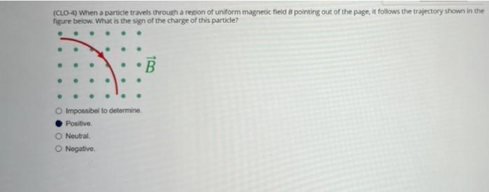 Clo 4 When A Particle Travels Through A Region Of Uniform Magnetic Field 8 Pointing Out Of The Page It Follows The Tr 1