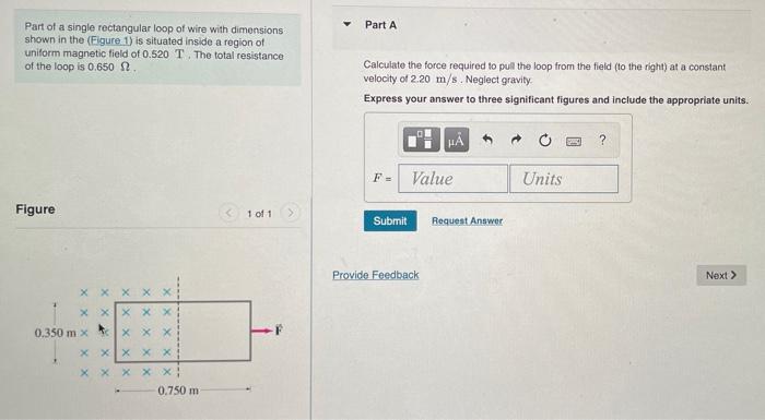 Part A Part Of A Single Rectangular Loop Of Wire With Dimensions Shown In The Figure 1 Is Situated Inside A Region Of 1