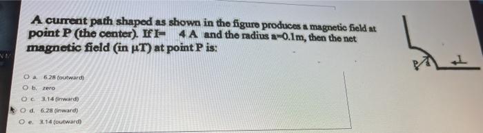 A Current Path Shaped As Shown In The Figure Produces A Magnetic Field At Point P The Center Fi 4a And The Radius 2 1