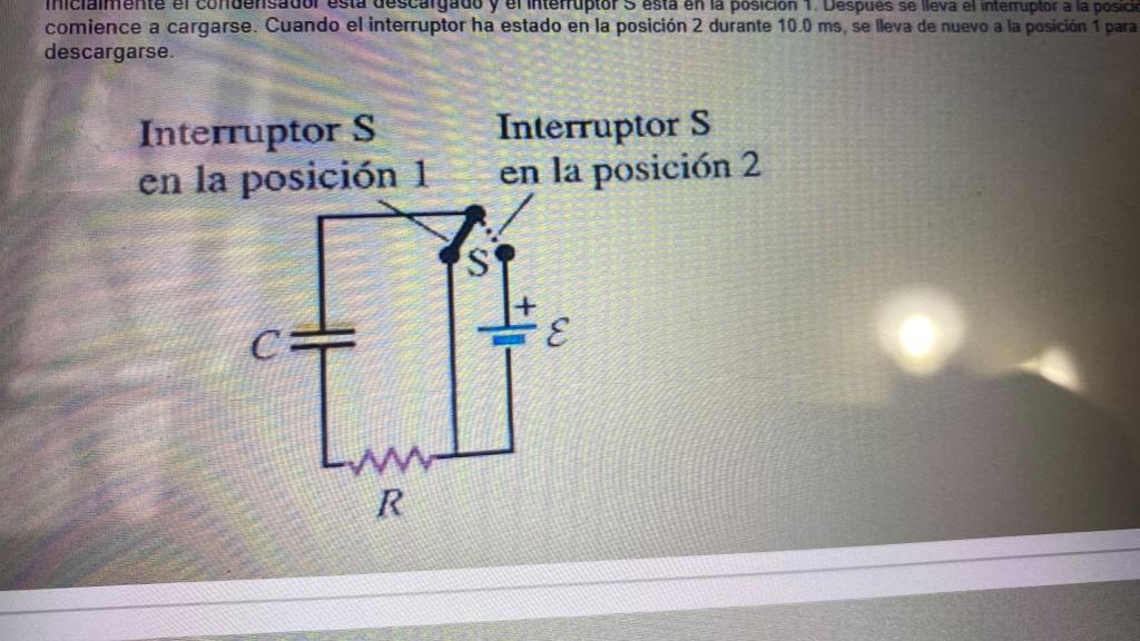 A Capacitor With C 1 50 19 5 Is Connected As Shown In The Figure To A Resistor R 980 Ohms And To An Emf Source With E 1 1