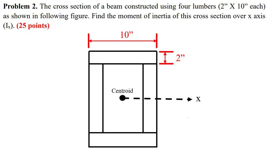 The Cross Section Of A Beam Constructed Using Four Lumbers 2 X 10 Each As Shown In Following Figure Find The Moment 1