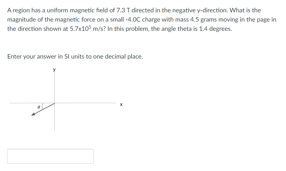 A Region Has A Uniform Magnetic Field Of 7 3 T Directed In The Negative Y Direction What Is The Magnitude Of The Magnet 1