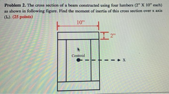 A Problem 2 The Cross Section Of A Beam Constructed Using Four Lumbers 2 X 10 Each As Shown In Following Figure Fi 1